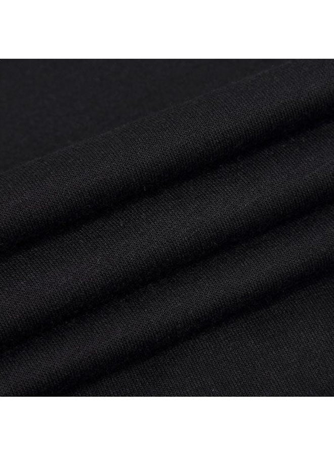 Solid Henley Neck T-Shirt Black  - Image 4