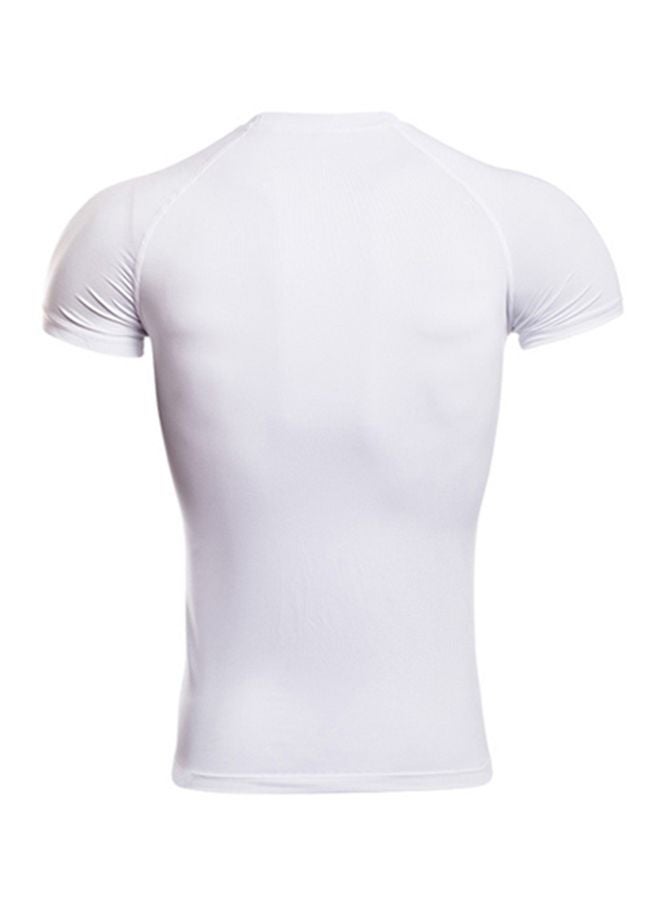 Solid Crew Neck T-Shirt White  - Image 2