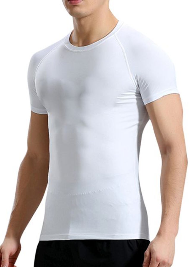 Solid Crew Neck T-Shirt White  - Image 4
