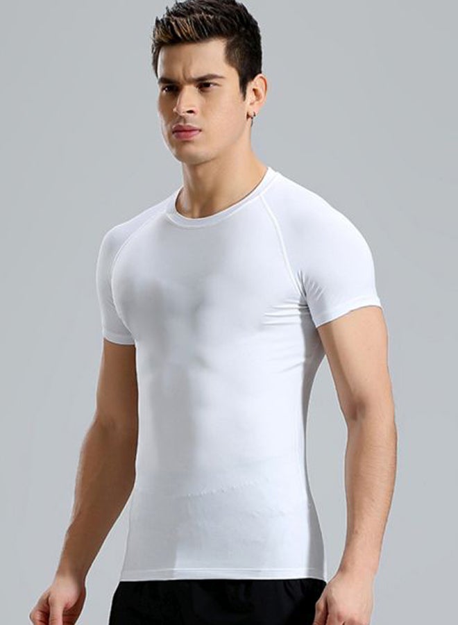 Solid Crew Neck T-Shirt White  - Image 1