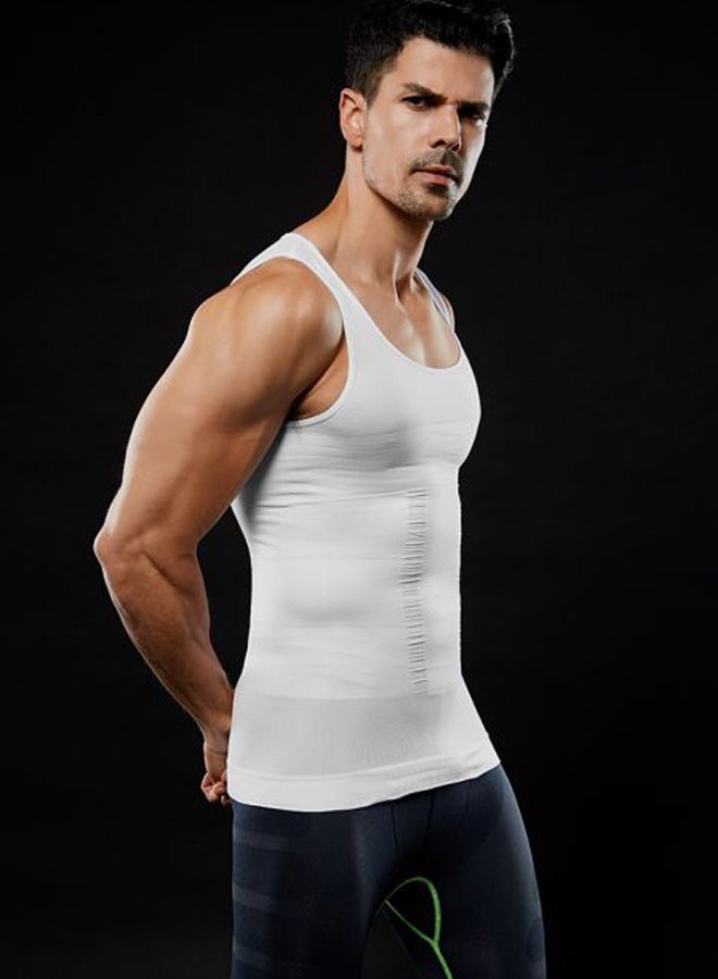 Tight Fitting Belly Chest Slimming Vest White  - Image 2