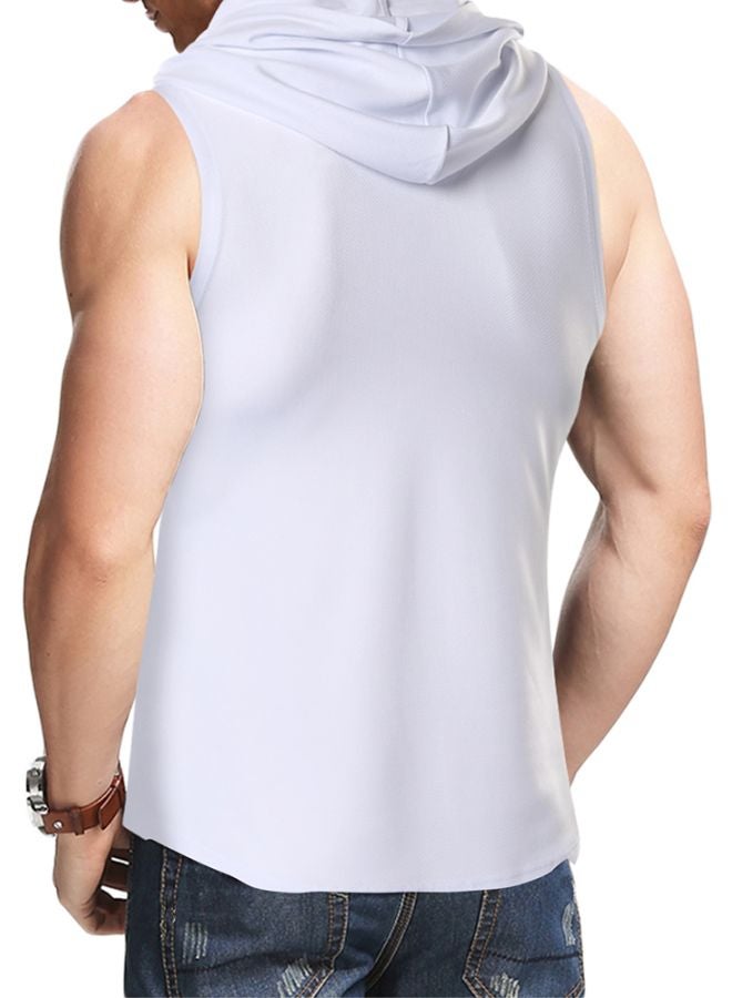 Athletic Hooded Vest White  - Image 2