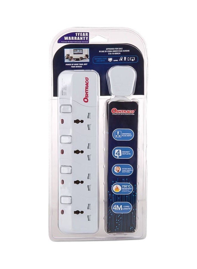 OSHTRACO 4-Socket Extension Lead (4 m) Multicolour 
