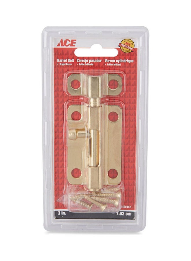 Zinc Plated Barrel Bolt 7.6 cm Gold