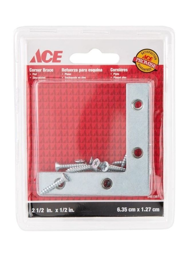 ACE Zinc Plated Flat Corner Brace Silver 
