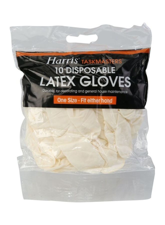 Harris Pack of 10 Taskmasters Disposable Latex Gloves Beige 0.5kg 