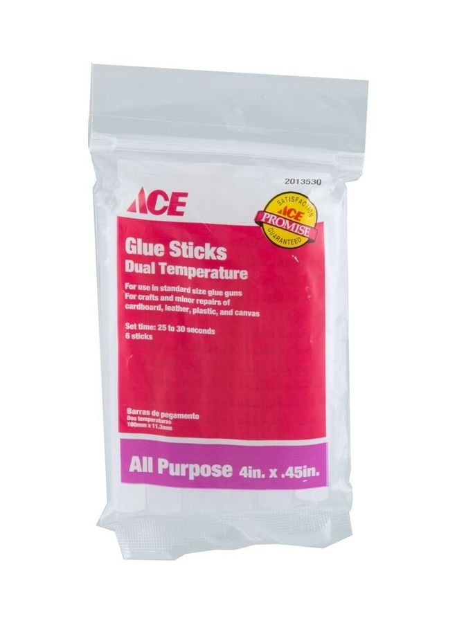 ACE Pack of 6 Glue Sticks Dual Temperature Multicolour 0.45inch 