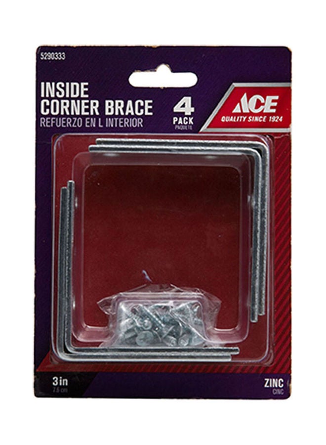 ACE Inside Corner Brace Silver 8 x 2cm