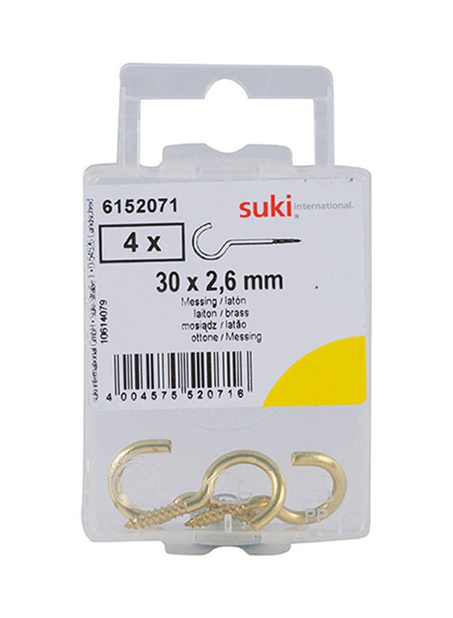 suki Pack Of 4 Cup Hooks Gold  - Image 1
