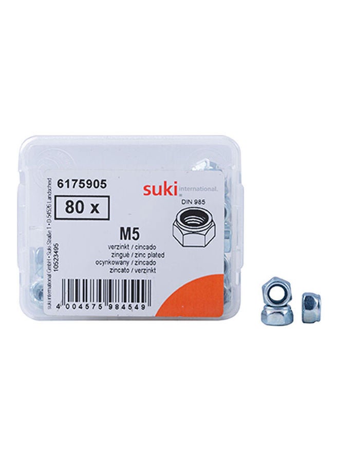suki Pack Of 80 Self-Lock Hex Nuts Silver 