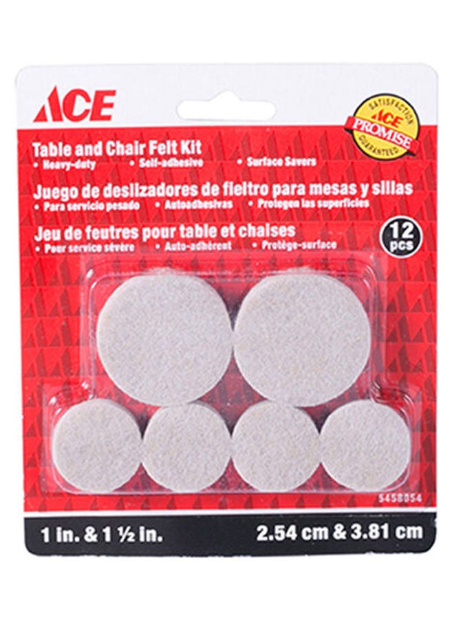 ACE Pack Of 12 Heavy Duty Table And Chair Felt Kit Multicolour 12mm 