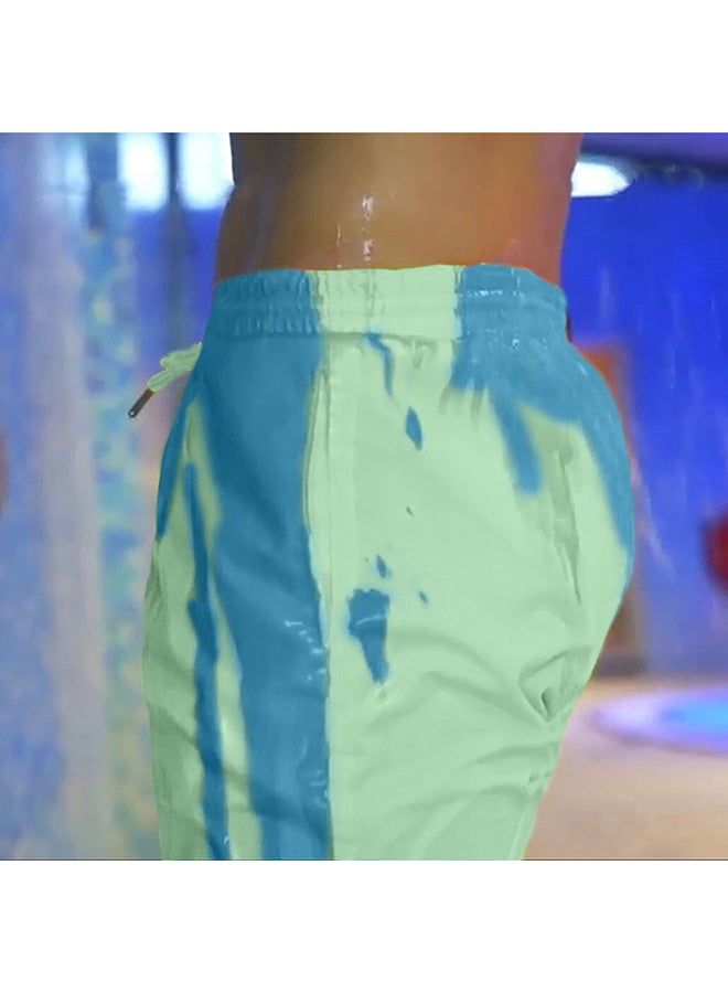 شورت سباحة بتصميم كلاسيكي أخضر/أزرق  - Image 4
