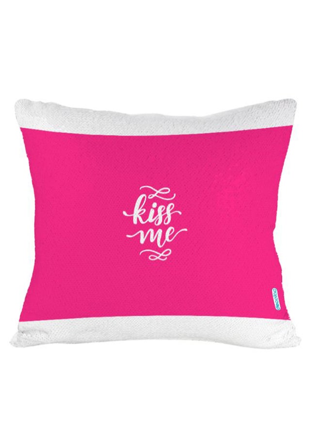 Decalac Ki** Me Design Flip Sequin Decorative Pillow Pink/Red/White 45 x 45cm - Image 2