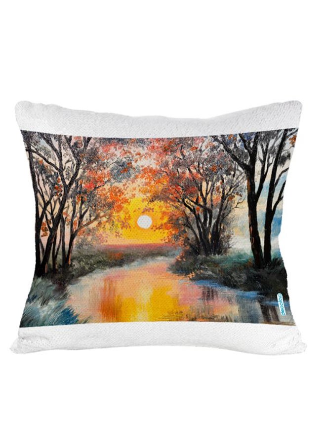 Decalac Sunset Reflection Design Flip Sequin Decorative Pillow Multicolour 45 x 45cm - Image 2