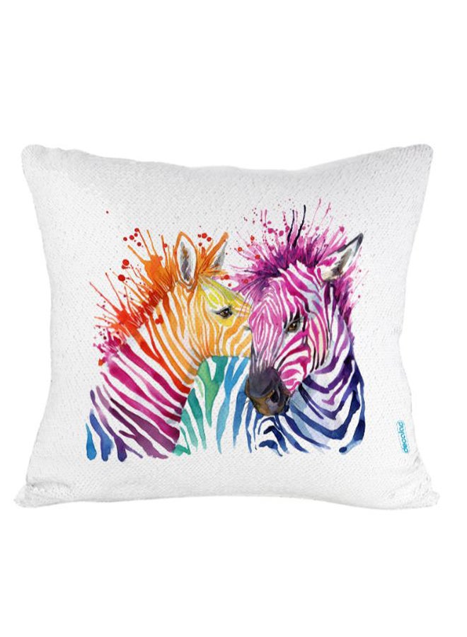 Decalac Zebra Design Flip Sequin Decorative Pillow Multicolour 45 x 45cm - Image 2