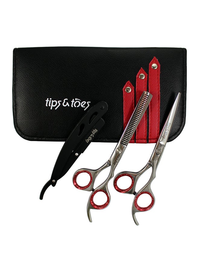 5-Piece Professional Barbers/Personal Hair Cutting Kit Grey/Red - v1603174795/N37960847A_1