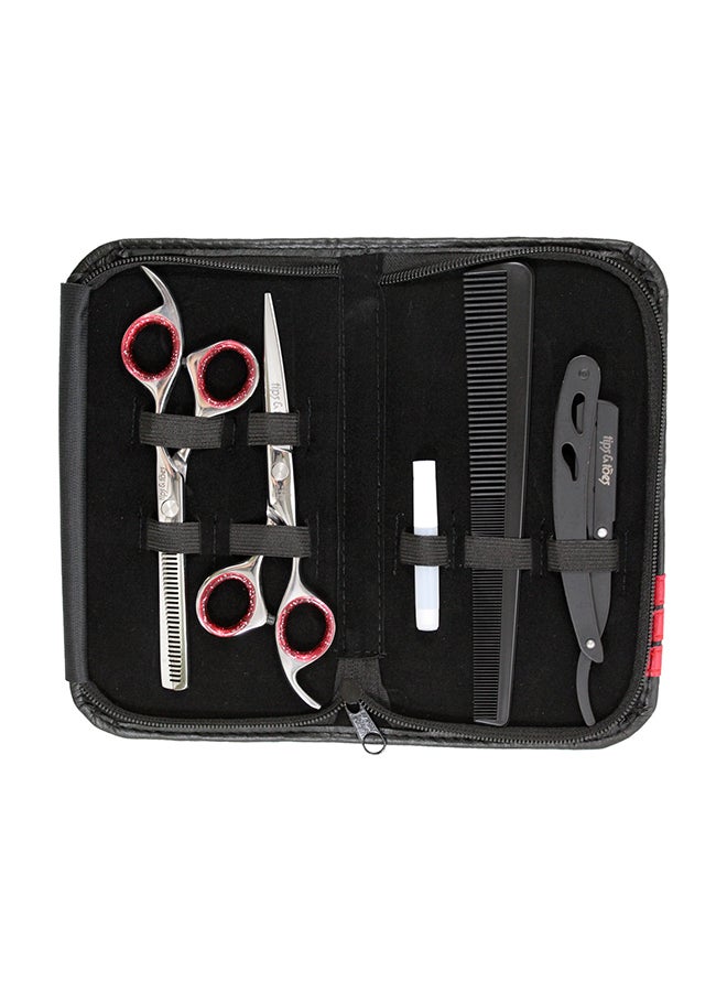 5-Piece Professional Barbers/Personal Hair Cutting Kit Grey/Red - v1603174795/N37960847A_2