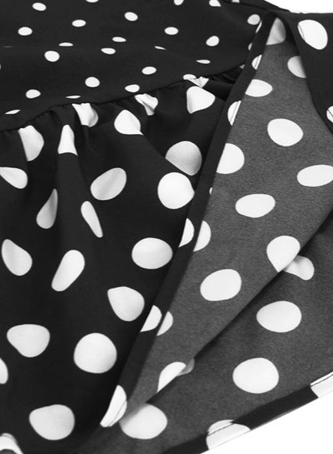 Polka Dot Printed Mini Dress Black/White - Image 4