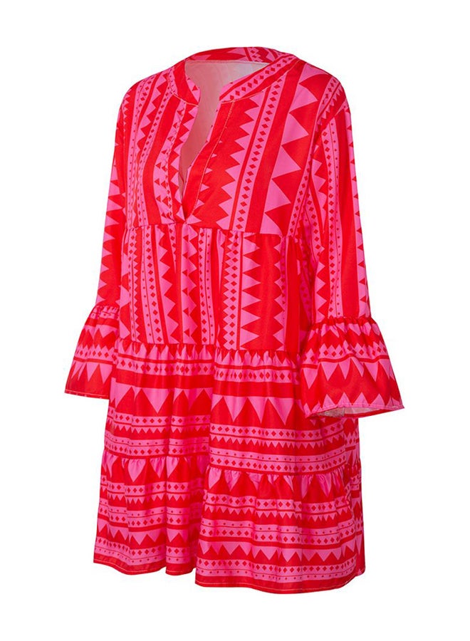 Printed Mini Dress Red One  - Image 1