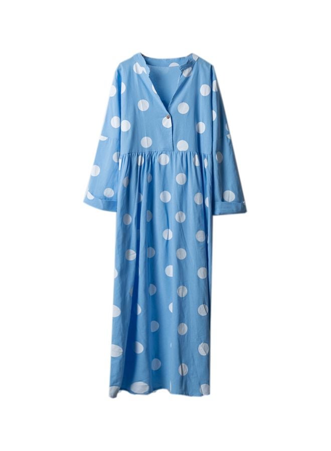Polka Dot Printed Dress Blue/White  - Image 1
