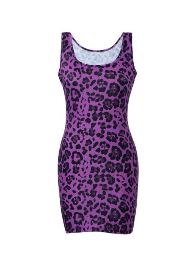 Leopard Skin Printed Bodycon Dress Purple/Black - Image 1