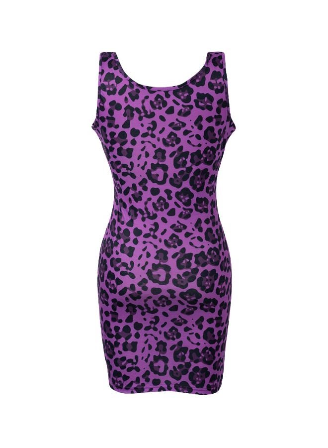 Leopard Skin Printed Bodycon Dress Purple/Black - Image 2