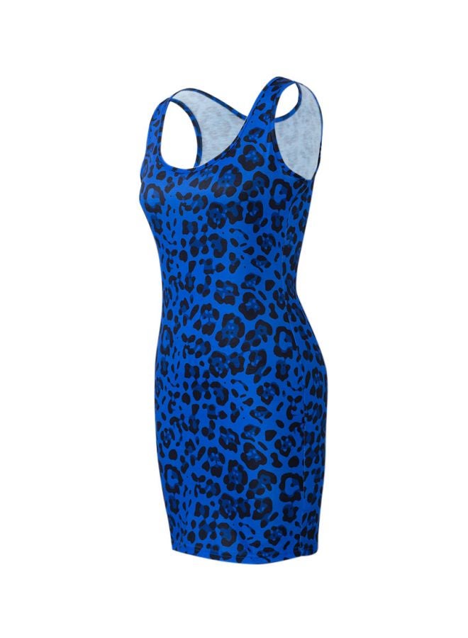 Leopard Skin Printed Bodycon Dress Blue/Black - Image 1