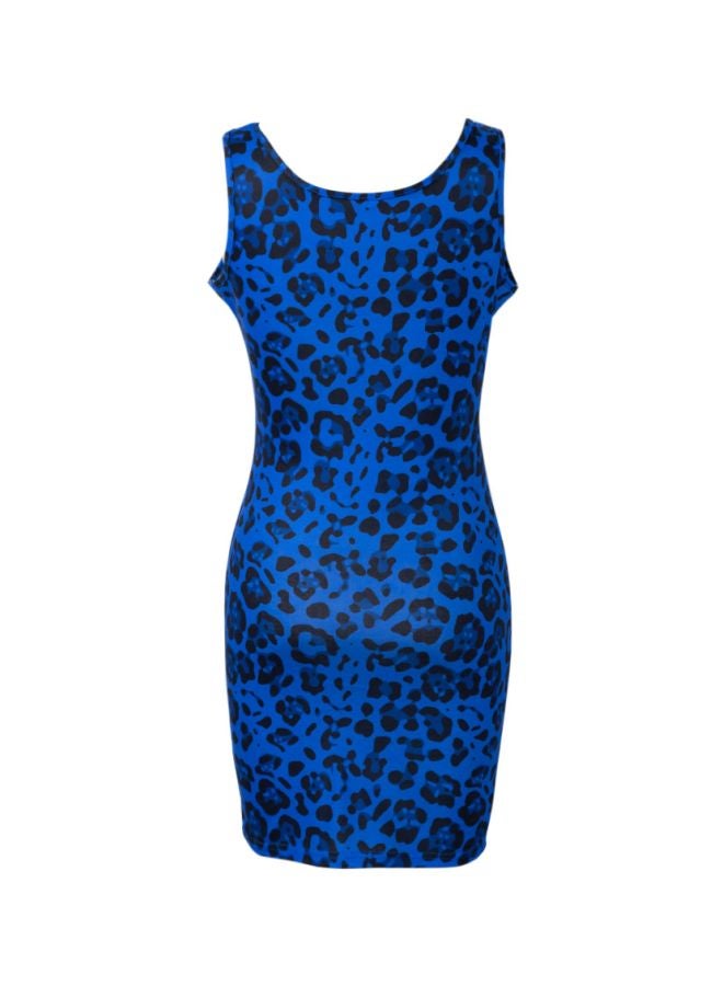 Leopard Skin Printed Bodycon Dress Blue/Black - Image 2