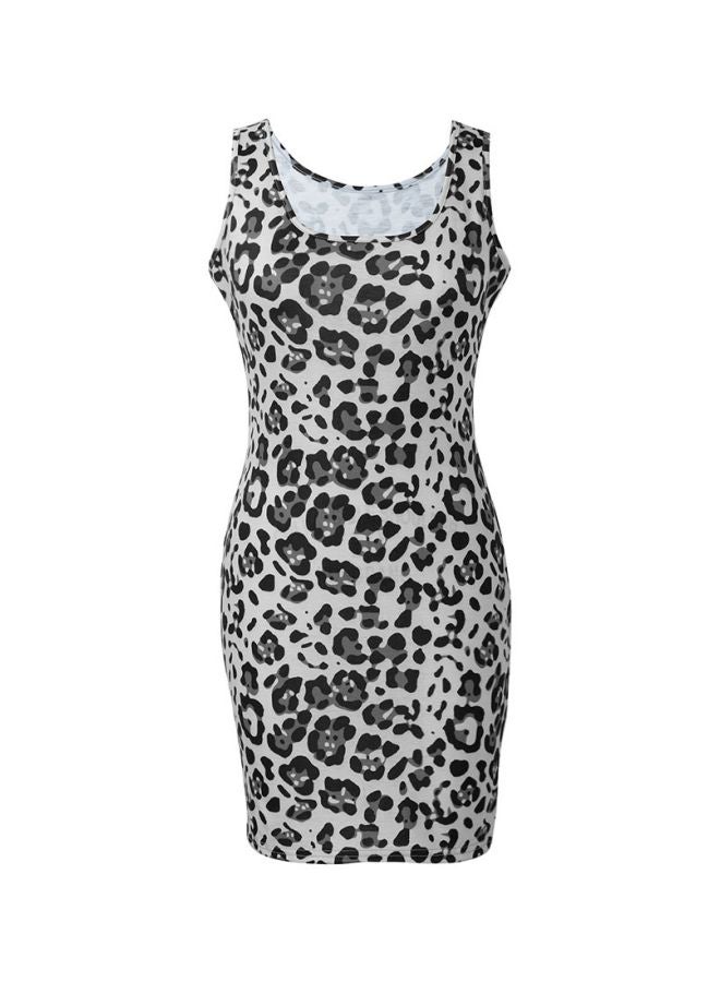 Leopard Printed Bodycon Dress Grey/Black - Image 1