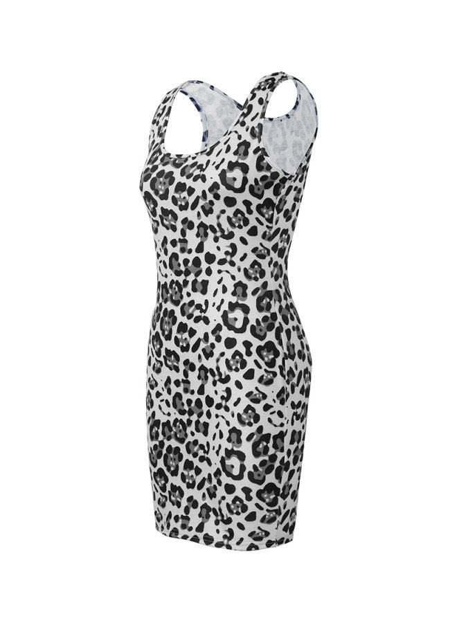Leopard Printed Bodycon Dress Grey/Black - Image 3