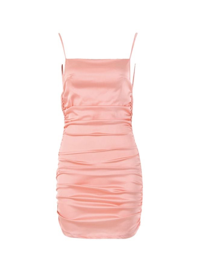 Solid Polyester Mini Dress Pink - Image 1