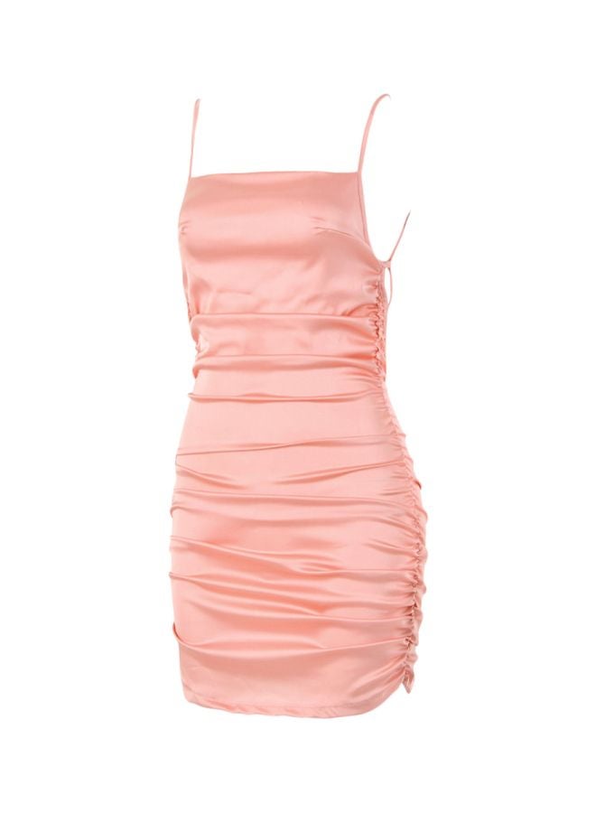 Solid Polyester Mini Dress Pink - Image 2