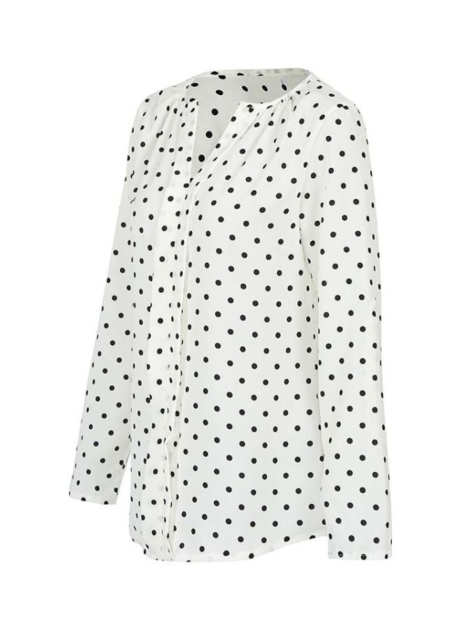 Generic Polka Dot Printed Blouse White/Black  - Image 1