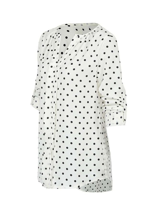 Generic Polka Dot Printed Blouse White/Black  - Image 2