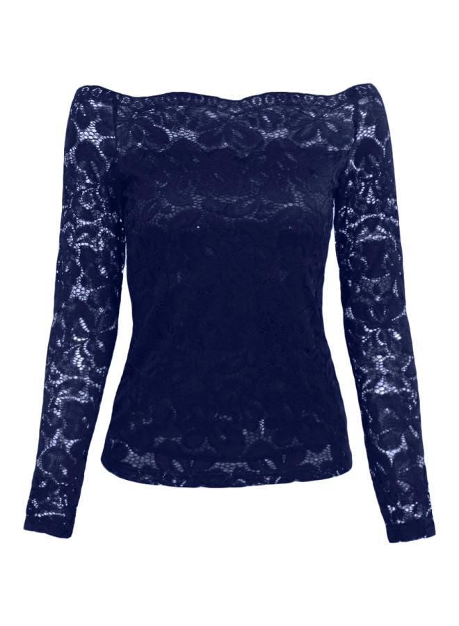 Lace Detailed Blouse Blue  - Image 1