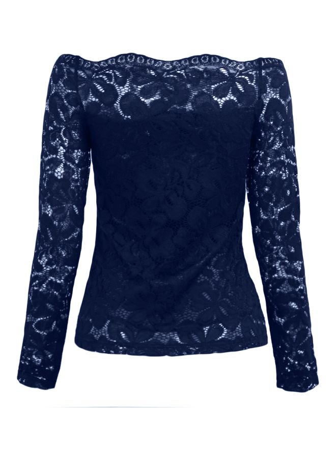 Lace Detailed Blouse Blue  - Image 2