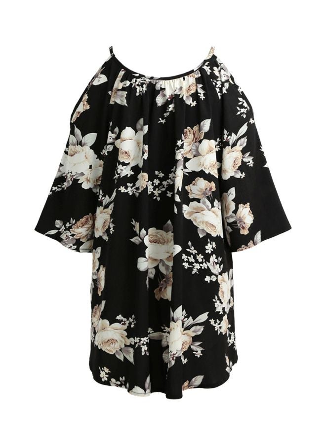 Floral Printed Blouse Black/Beige  - Image 1