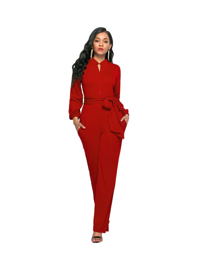 Generic - Solid Jumpsuit Red - Image 1