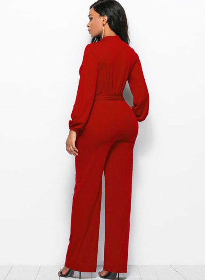Generic - Solid Jumpsuit Red - Image 1