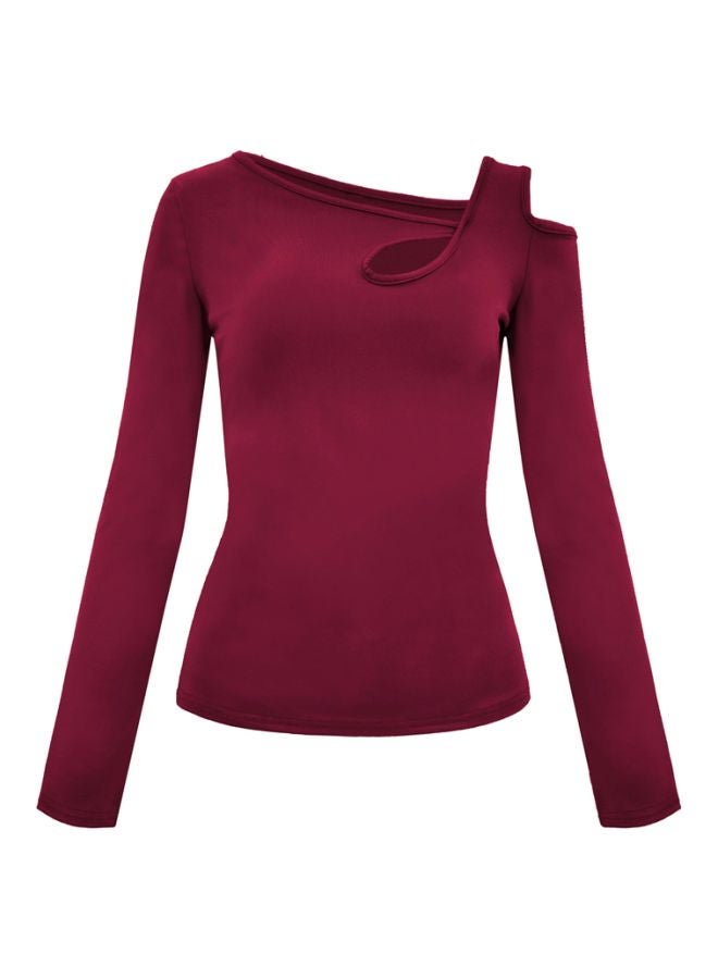 Solid Long Sleeves T-Shirt Burgundy - Image 1