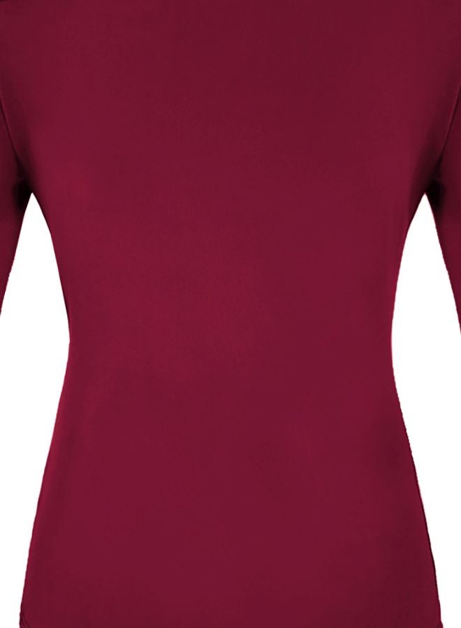 Solid Long Sleeves T-Shirt Burgundy - Image 3