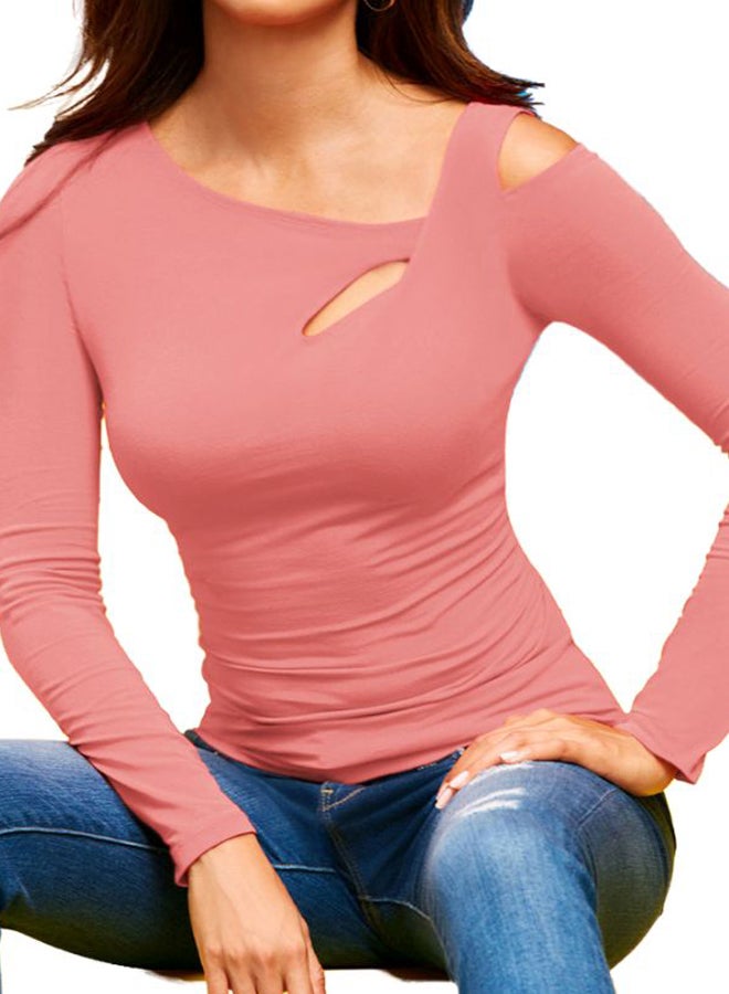 Solid Long Sleeves T-Shirt Pink  - Image 4