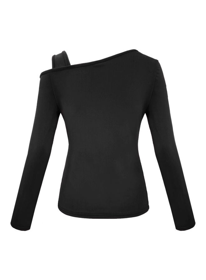 Solid Long Sleeves T-Shirt Black - Image 2