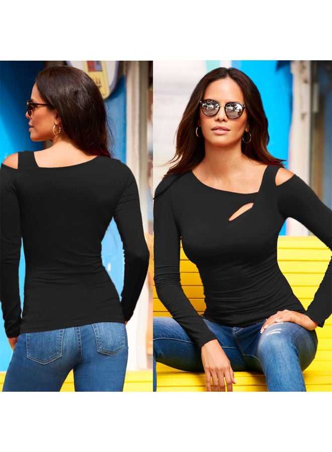 Solid Long Sleeves T-Shirt Black - Image 5