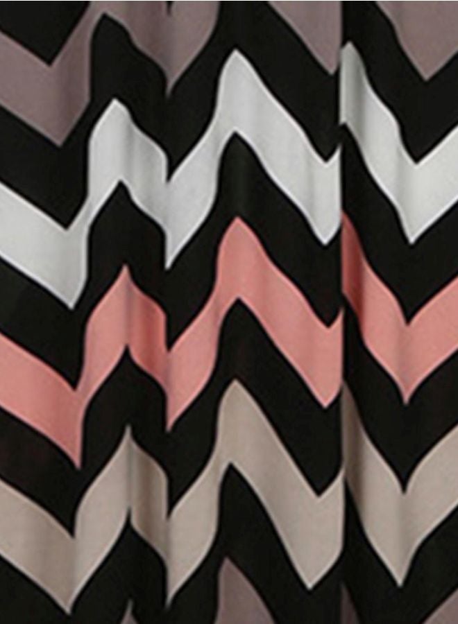 Generic Retro Zigzag Printed Maxi Dress Grey/Black/Pink  - Image 2