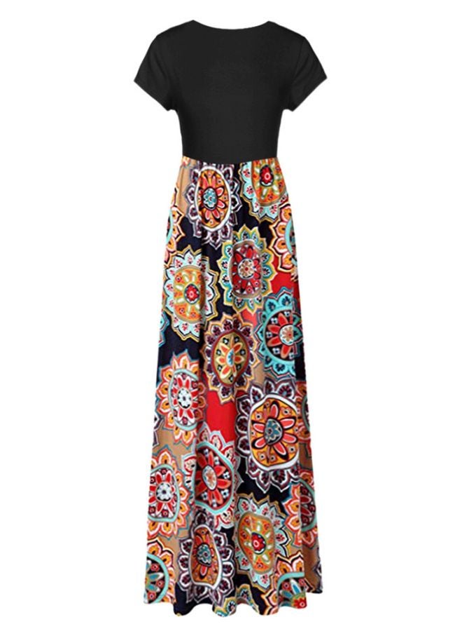 Generic Floral Printed Maxi Dress Red/Black/Beige  - Image 1