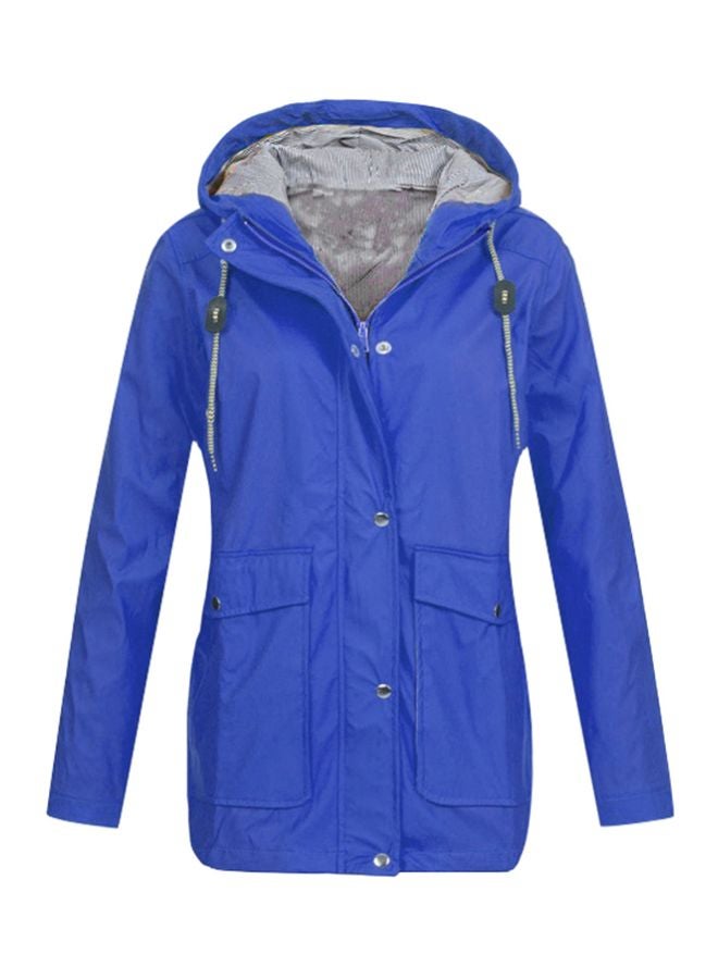 Long Sleeves Waterproof Outerwear Jacket Blue - Image 1