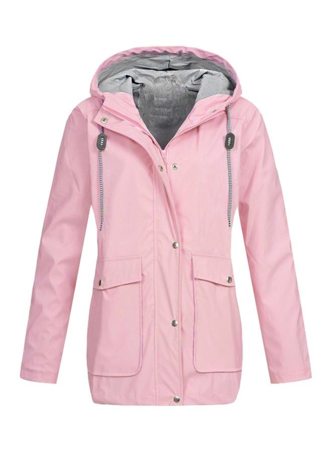Long Sleeves Waterproof Outerwear Jacket Pink - Image 1