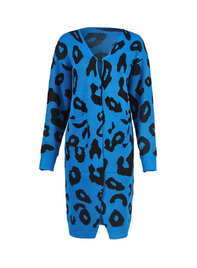 Generic Leopard Skin Printed Long Cardigan Blue/Black  - Image 1