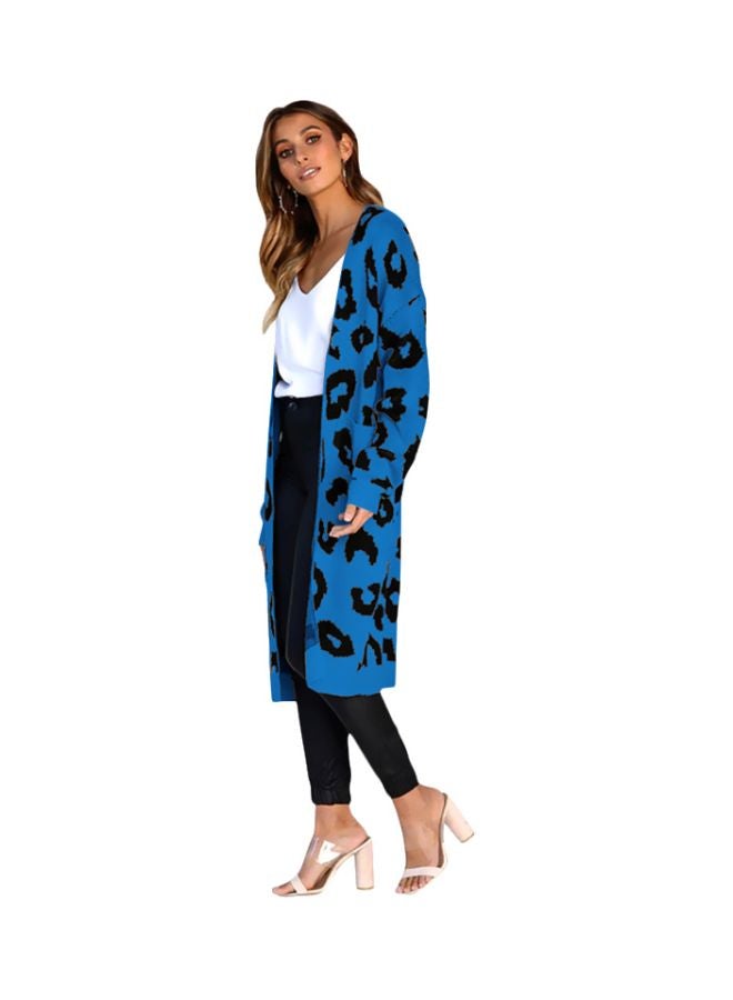 Generic Leopard Skin Printed Long Cardigan Blue/Black  - Image 5